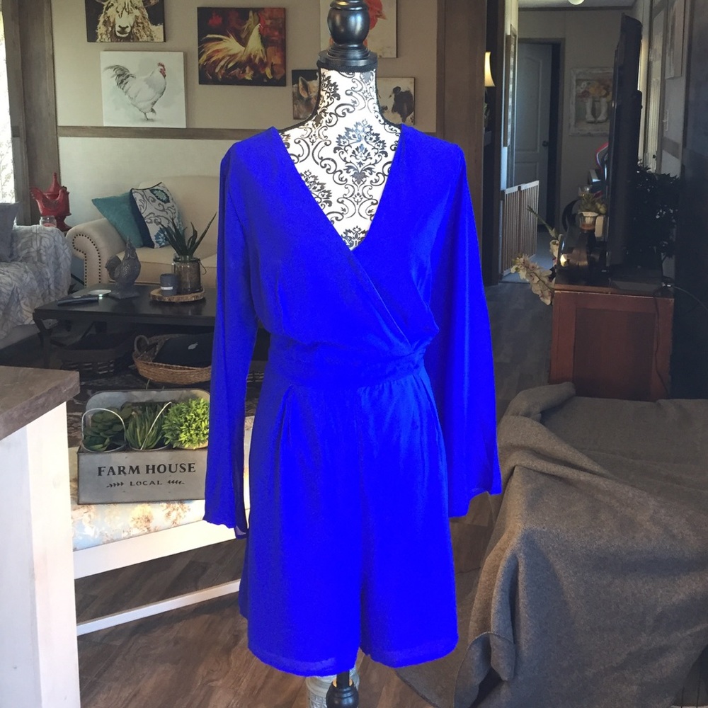 Sz 1X Cobalt Spliced Dressy Romper